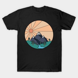 Mountains and Sun Funny Design T-Shirt